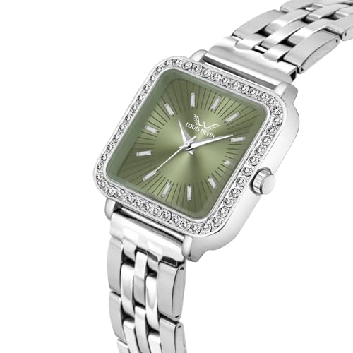 Image of LOUIS DEVIN Stainless Steel Chain Analog Wrist Watch for Women (Silver /Pink /Blue /Green Dial) | LD-WTS503-CH