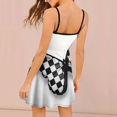 Robe d'été à bretelles papillon en plaid confortable - 2