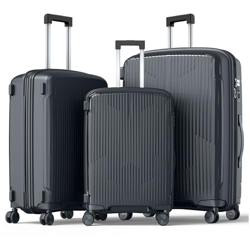 Image of Nazhura Luggage Set, 3-Piece Hardside Suitcase Set, 20-inch Carry On, 24-inch, 28-inch Luggage