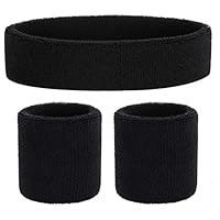 Dcas 16 Pièces Bandeaux Sweatband Serre-Poignets Costume, Bracelet De Fitness En Coton, Absorbants Bandeaux, Headband Sports Sweatbands, Sport Eponge Poignet Bandeau Pour Cheveux, 8 Bracelet 8Bandeau