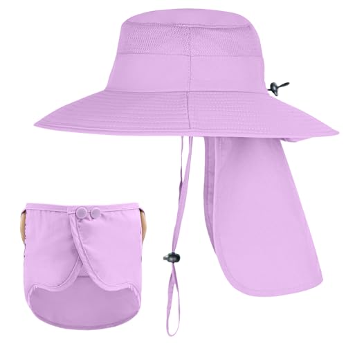 Image of Sun Hats for Men Women Fishing Hat UPF 50+ Breathable Wide Brim Bucket Hats Summer UV Protection Safari Hat with Neck Flap