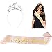 Produktbild FLOFIA Rosegold 40 Geburtstag Schärpe Krone 40 Happy Birthday Haarreif 40 Krone Birthday Geburtstag Stirnband Haarband Damen Mädchen Accessoires It's My 40 Birthday Scherpe Rosa