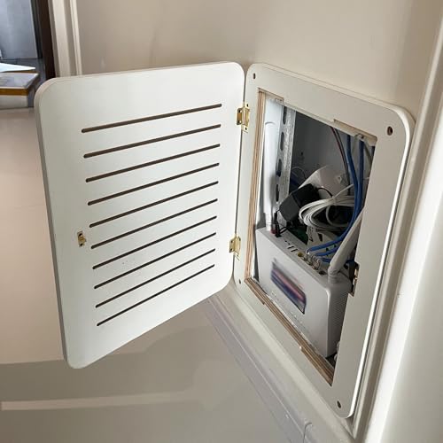 Panneau électrique vertical blanc en bois avec couvercle rabattable de 45 cm