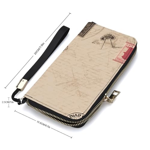 Old Fashioned Mail Ladies' Leather Wallet With Hand Strap Slim Vertical Purse Wallets Card Case Long Zip Around Long Wallet Credit Cards Holder Phone Clutch2