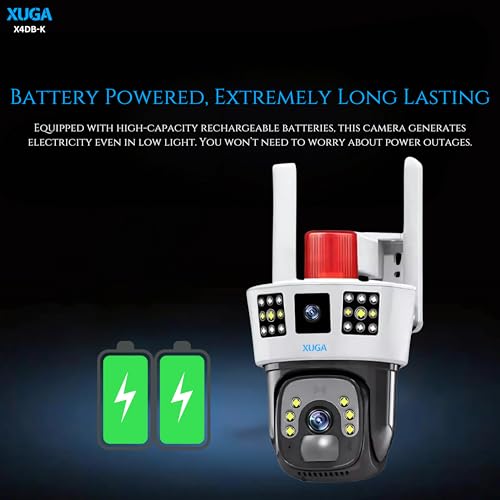 Image of XUGA - Cybernautt X4DB-K 4MP Dual Lens PTZ 4G Sim Wireless Outdoor CCTV Camera Two Side View | 360 | Night Vision | Motion Detection| Siren Alarm| Outdoor | Waterproof | Use Air-tel 4G Sim
