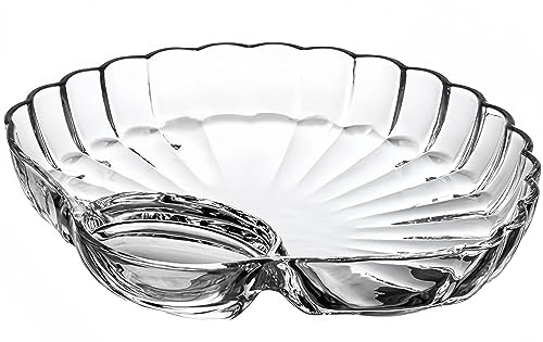 wulikanhua Piatto divisorio a forma di conchiglia, piatto in vetro, insalatiera, piatto da frutta multiuso in vetro piatto da pranzo