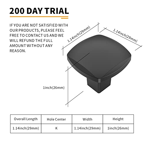 Image of 10 Pack Matte Black Square Drawer Knobs for Cabinets & Dressers