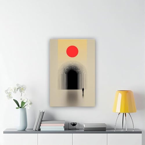 Idée cadeau poster abstrait géométrique soleil rouge sur toile - 6