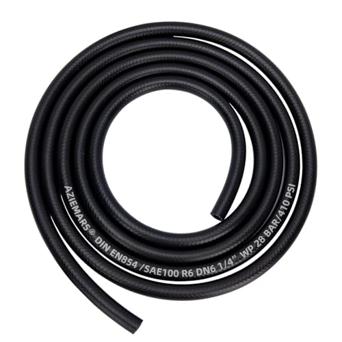 1/4 Inch Fuel Line Hose (6mm ID) 10FT NBR Rubber Push Lock Hose High Pressure 300PSI for Automotive Fuel Systems Engines,Trucks, Cars, Tractors, or Small Engines