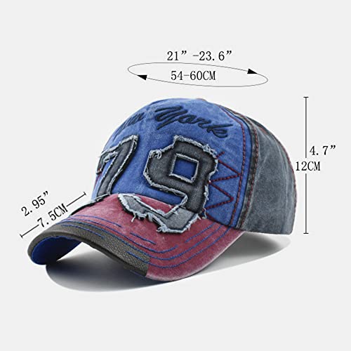 Image of Adjustable 79 Denim Cotton Cap Hat-Breathable Baseball Cap Adjustable One Size for Men and Women