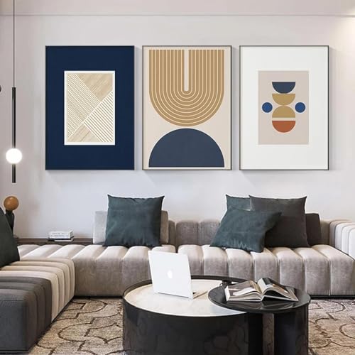 Peinture artistique salon et triptyque affiche géométrique Boho