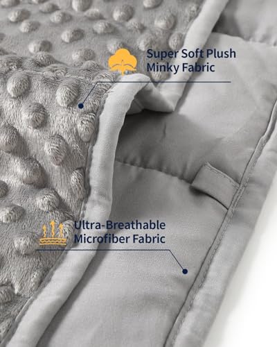 Image of Mr. Sandman Weighted Lap Blanket 2LBS 20 x 30 Inches, Minky Dots Heavy Blanket with Glass Beads, Soft and Cooling for School and Home, Grey