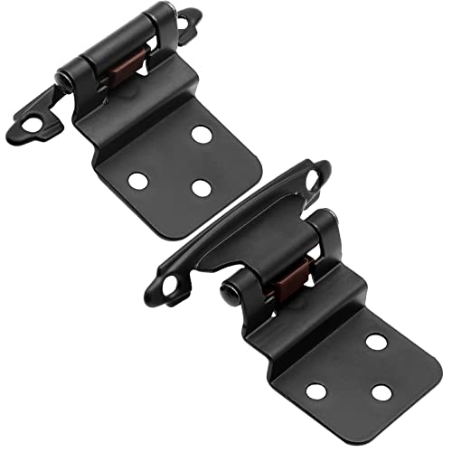 3/8 Inch Inset Cabinet Door Hinges Black, 6 Pack 3 Pairs Flush Face Mount Cupboard Self-Closing Kitchen Cabinet Hardware Hinges #TOP3