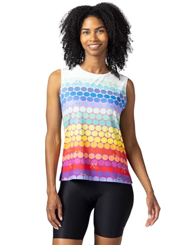 Terry Camiseta regata feminina de ciclismo Soleil Split para mulheres, FPS 50 + camiseta de verão se