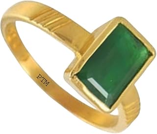 PTM Panchdhatu (5 metals) Emerald (Panna) 7.25 Ratti or 6.5 Cts Certified Gemstone Square Shape 22 k Gold Plated Ring for ... Price In India
