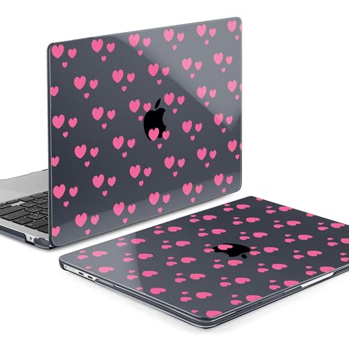 Image of MEEgoodo Case for M5 /M4 /M3 /M2 MacBook Air 13 inch 2026 2025 2024 2022, Fit Model A3449 /A3240 /A3113 /A2681, Case Compatible with MacBook Air 13.6-inch, Pink Hearts