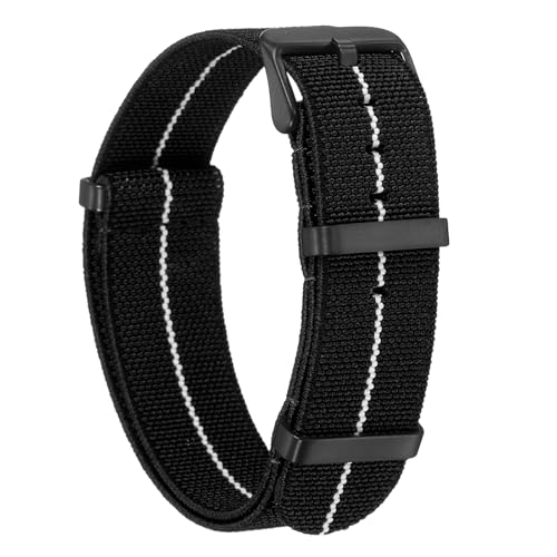 Correa de reloj elástica estilo francés de 20 mm con acabados de nailon reforzado