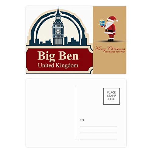 Big Ben Londres cartes postales Père Noël lot de 20 pour éviter les pannes d'idées de vœux