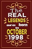 real legends are born in october 1998: perfect birthday gift for women and men, motivational quotes for legends who born in october