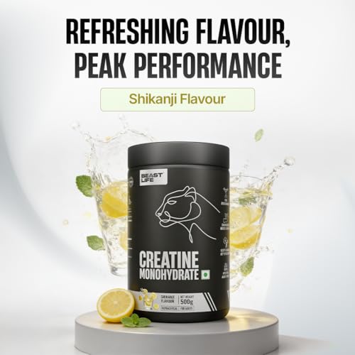 Image of BEASTLIFE Super Micronized Creatine Monohydrate Powder 500g | 135 Servings Shikanji Flavor | NABL Lab Tested | Premium Sports Nutrition for Strength & Performance