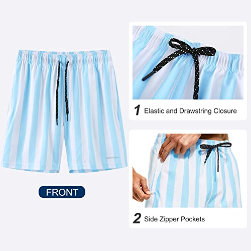 Image of HODOSPORTS Mens 7 inch Swim Trunks with Compression Liner S-6XL Quick Dry Swimming Shorts Zipper Pockets Swimsuits