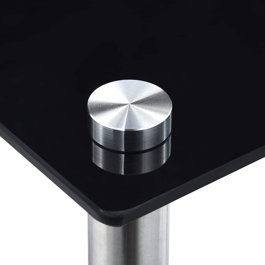 Juego de 3 mesas de cristal templado negro con marco de aluminio, 3 tamaños, mesa auxiliar, mesa de centro para salón, oficina, balcón, apilable, ahorra espacio, moderna solución de