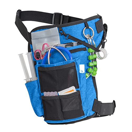 Image of Nurse Fanny Pack w /Elastic Leg Band - Multi Compartment Waist Organizer Tool Bag for Students, Practitioners & Medical Professionals (Ocean Blue)
