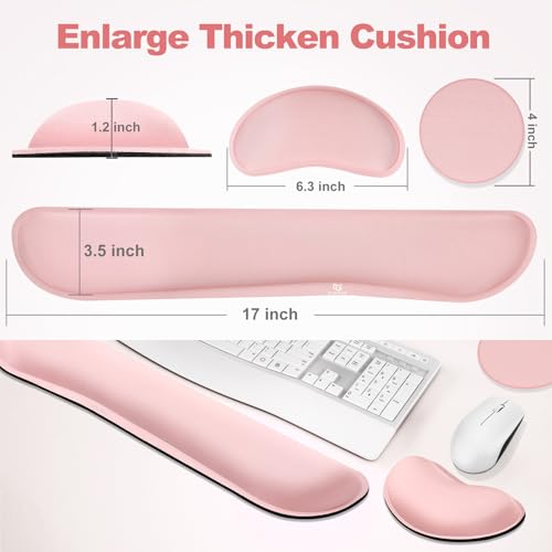 image for Gimars Upgrade Cleanable PU Leather Keyboard Wrist Pillow Rest Pad, En