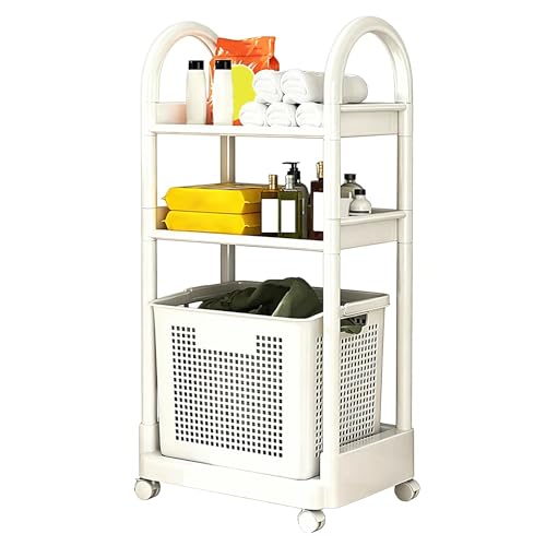 Cesto Ropa Sucia de 2 o 3 Niveles Cesta Ropa Sucia Plastico con Ruedas Cesta de Ropa Sucia para Dormitorios Salas de Estar Cuartos de Lavado Apartamentos(45x31x105cm/17.7x12.2x41.3in)