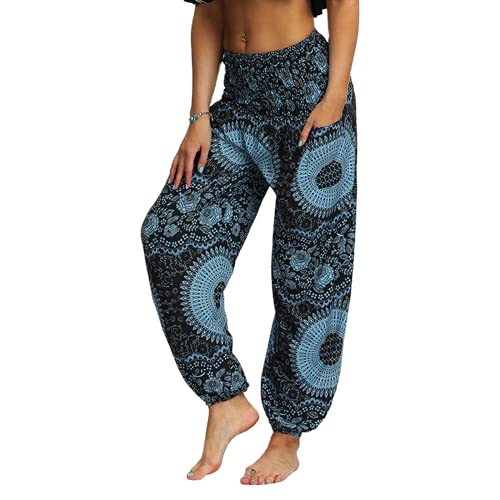 QTJY Pantalones Sueltos Bohemios de Moda para Mujer Pantalones de Yoga Hippie Casuales Pantalones...