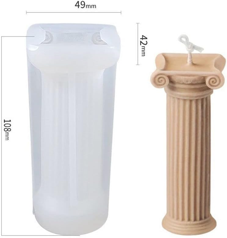 2Pcs Roman Column Candle Mould DIY Silicone Cake Resin Moulds 3D Art Wax Candle Making Mould Silicone Handmade Soap Moulds(Transparent)
