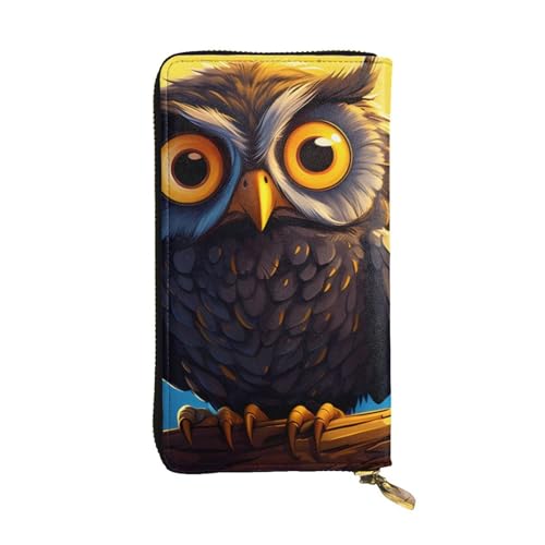 Portefeuille pour femme motif hibou aux yeux jaunes en cuir noir une idée cadeau unique