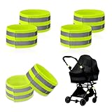 6-Pack of Reflective Bands for Strollers, High Visibility Elastic Reflectors with Velcro Fastening for Walking at Night, Durable Baby Stroller Lights and Reflective Gear for Kids