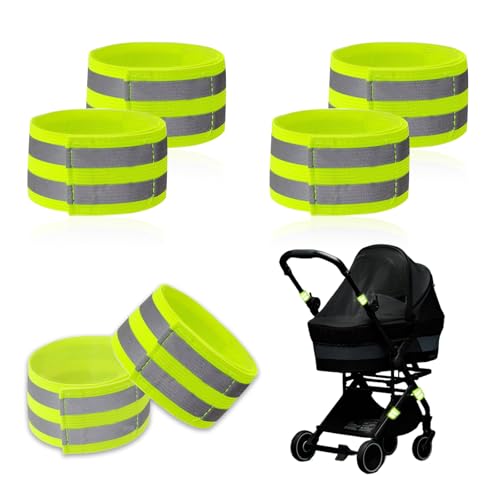 Image of 6-Pack of Reflective Bands for Strollers, High Visibility Elastic Reflectors with Velcro Fastening for Walking at Night, Durable Baby Stroller Lights and Reflective Gear for Kids