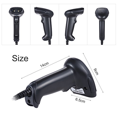 KKmoon Leitor de leitura de imagem de código de barras de código de barras QR com fio USB 1D 2D para