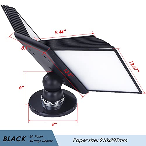 Fpigshs Desktop/Wall Reference System With 20 Panels Easy-Load Pockets, Adjustable Desk Reference Organizer, Black Base Flip File Rack, For Display A4 Documents. (Size : 20 Panel) #TOP4