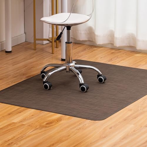 Image of BARoyal Office Chair Mat for Hardwood Floor Under Desk Computer Rolling Chair Mat for Wood /Tile Floor Non-Slip Heavy Duty Desk Rug PVC Plastic Hard Floor Protector 36 inch x 48 inch(Coffee)