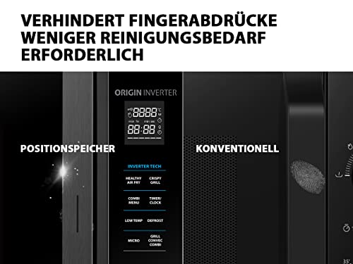 Toshiba MV-TC25T(BK) 4-in-1-Mikrowellenherd mit Heißluftfritteuse, Origin-Inverter-Technologie, leicht zu reinigendem Emaille-Innenraum, 25 L, 2100 W, Schwarz – Bild 7