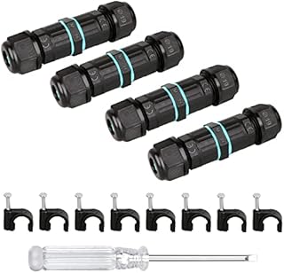 Waterproof Outdoor Cable Connector Zevnico IP68 Cable Connector, 3 Pole Waterproof Connectors for Outside Cables, Inline Cable Connector 2 Way External Sleeve Coupler Ø 4mm-8mm(Pack of 4)