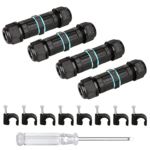 Image of Zevnico 4pcs Waterproof Cable Connector Outdoor, Ip68 Inline Connectors