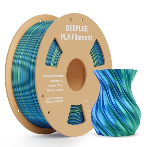 DEEPLEE Silk PLA 3D Printer Filament 1.75mm 1kg, Silk Dual Color Blue Green PLA, Dimensional Accuracy +/-0.02mm, Smooth & Shiny Texture, Multi Color 3D Printing Filament