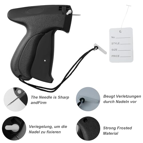 JASFLY Etikettierpistole Gun, Etikettiergerät Kleidung, Etikettierpistole mit Etiketten mit 5 Ersatznadeln + 5000 Heftfäden +500 Preisschilder für Kleidung Etiketten Preis Marke Tags Schild Label Hut