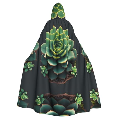 Cape verte à capuche imprimé succulent pour adulte déguisement mixte rapide