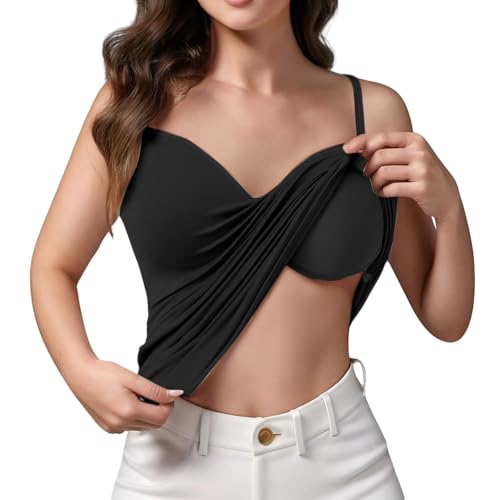 Camiseta sin mangas para mujer top con sujetador incorporado camisetas tirantes sexy ajustado deportivas tank tops elástica suave crop top camisola fluida con correas ajustables camiseta