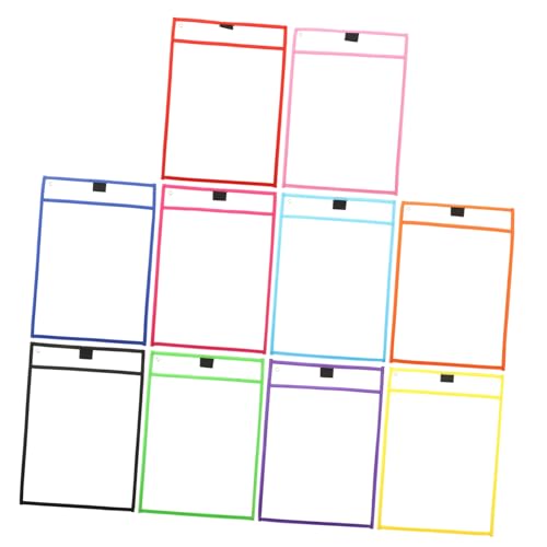 CONGARTENO 10個 ポータブル透明ドライイレースポケット 画用紙再利用便利ファイルポーチ 書き消し可能な 向け練習用収納ケース