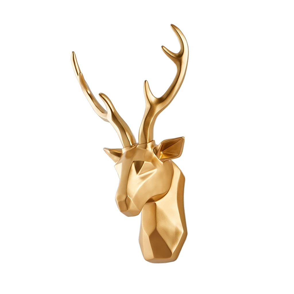 Decorazione da Parete Scultura da Parete, Testa di Cervo da Appendere alla Parete Testa di Animale in Resina Decorazione da Parete Soggiorno Bar Sfondo Scultura da Parete, Oro