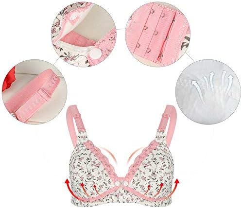 Miniatura 4 de Sujetador de encaje floral Sujetador de lactancia de maternidad de algodón frente abierto lactancia materna ropa de mujeres embarazadas (3885),