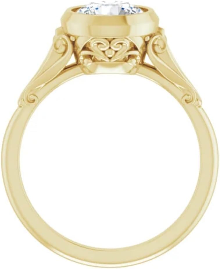 1.5 CT Moissanite Handmade Engagement Ring Bridal Wedding Ring for Women, Bezel Style Design, Promise Gifts for Her Solitaire