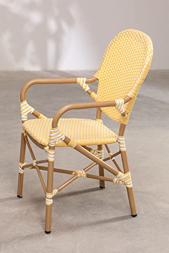 SKLUM-Silla-de-Comedor-en-Mimbre-Sintetico-Alisa-Bistro-Ratan-PE-Aluminio-Amarillo-Vainilla 41ff trezOL