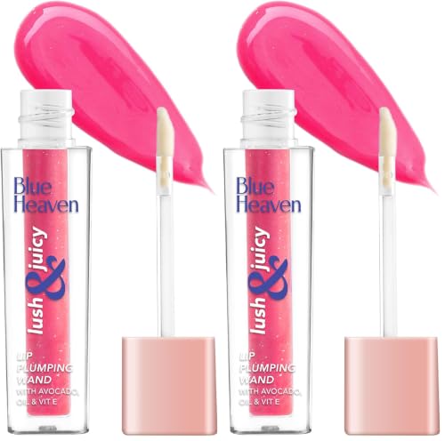 Image of Blue Heaven Lush & Juicy Tinted Lip Gloss | Enriched with Jojoba Oil (Rich in Vitamin E) & Shea Butter | Hydrating Formula | High Glossy Shine | Lightweight & Non-Sticky, Hot Pink, 4.5 ml (Pack of 2)